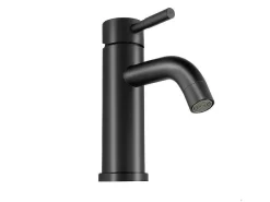 Mechanische Mengkraan Met Ronde Vorm Van Geborsteld Roestvrij Staal - Mat Zwart - H17 Cm - Salavan-Shower & Design Hot