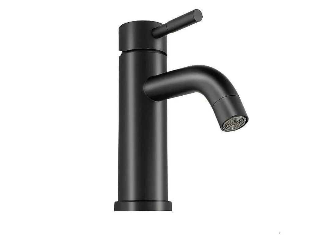 Mechanische Mengkraan Met Ronde Vorm Van Geborsteld Roestvrij Staal - Mat Zwart - H17 Cm - Salavan-Shower & Design Hot
