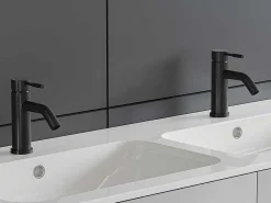 Mechanische Mengkraan Met Ronde Vorm Van Geborsteld Roestvrij Staal - Mat Zwart - H17 Cm - Salavan-Shower & Design Hot