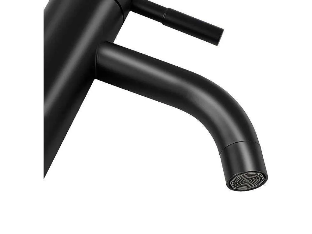 Mechanische Mengkraan Met Ronde Vorm Van Geborsteld Roestvrij Staal - Mat Zwart - H17 Cm - Salavan-Shower & Design Hot