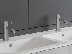 Mechanische Mengkraan Met Ronde Vorm Van Roestvrij Staal - Geborsteld Nikkel - H17 Cm - Salavan-Shower & Design Online