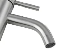 Mechanische Mengkraan Met Ronde Vorm Van Roestvrij Staal - Geborsteld Nikkel - H17 Cm - Salavan-Shower & Design Online