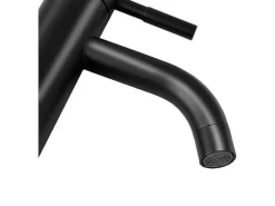 Mechanische Mengkraan Met Ronde Vorm Van Geborsteld Roestvrij Staal - Mat Zwart - H29.6 Cm - Salavan-Shower & Design Outlet