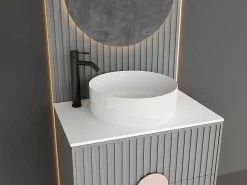 Mechanische Mengkraan Met Ronde Vorm Van Geborsteld Roestvrij Staal - Mat Zwart - H29.6 Cm - Salavan-Shower & Design Outlet