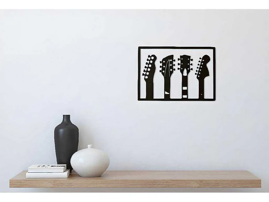 Metalen Decoratie Gitaar 19, Zwart, 46X1,5X32 Cm,-EPIKASA Online