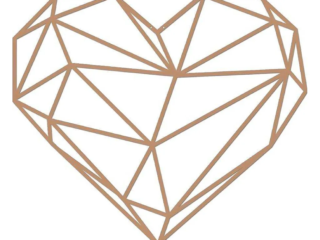 Metalen Decoratie Hart 10, Koper, 47X1,5X40 Cm,-EPIKASA Outlet