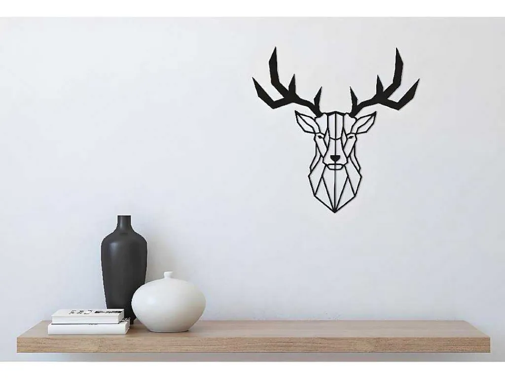 Metalen Decoratie Herten 3, Zwart, 51X1,5X51 Cm,-EPIKASA Online