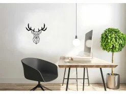 Metalen Decoratie Herten 3, Zwart, 51X1,5X51 Cm,-EPIKASA Online
