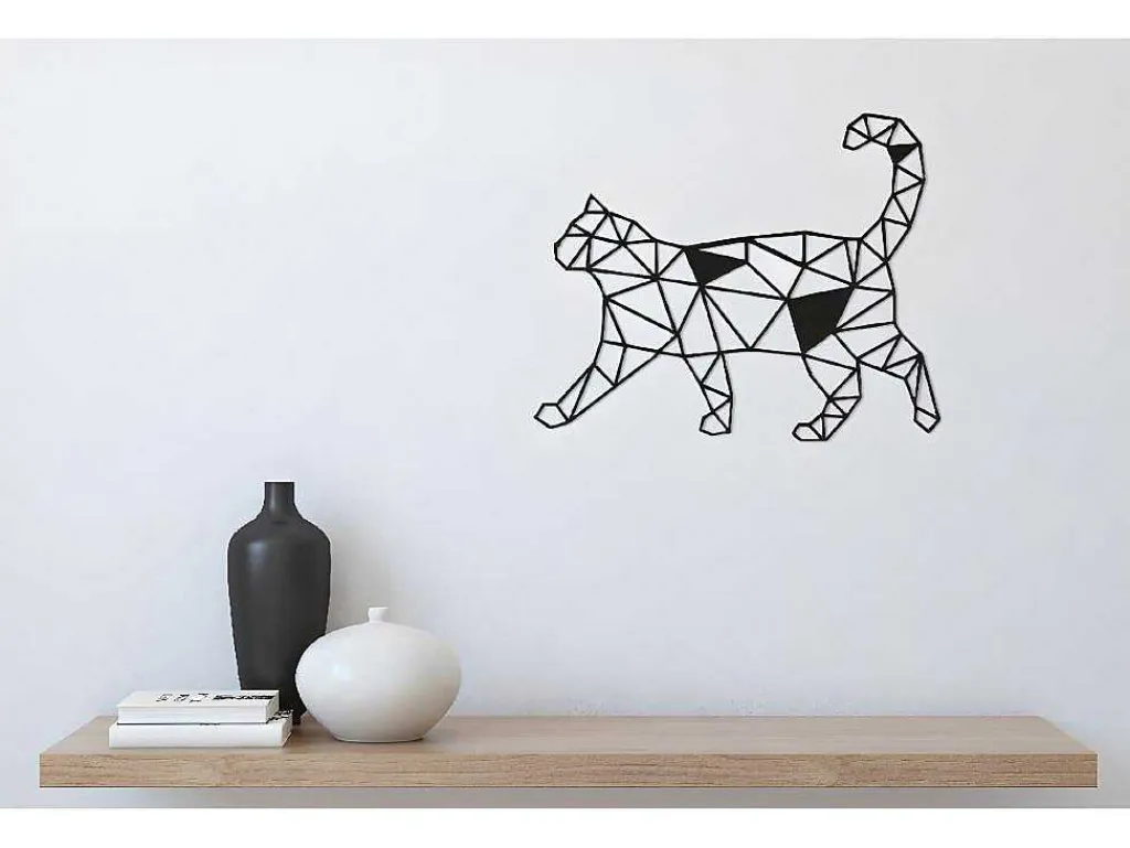 Metalen Decoratie Katten 2, Zwart, 46X1,5X37 Cm,-EPIKASA Discount
