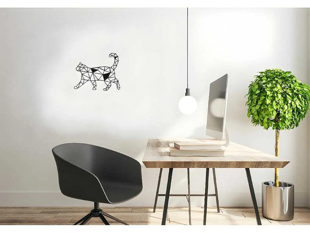 Metalen Decoratie Katten 2, Zwart, 46X1,5X37 Cm,-EPIKASA Discount