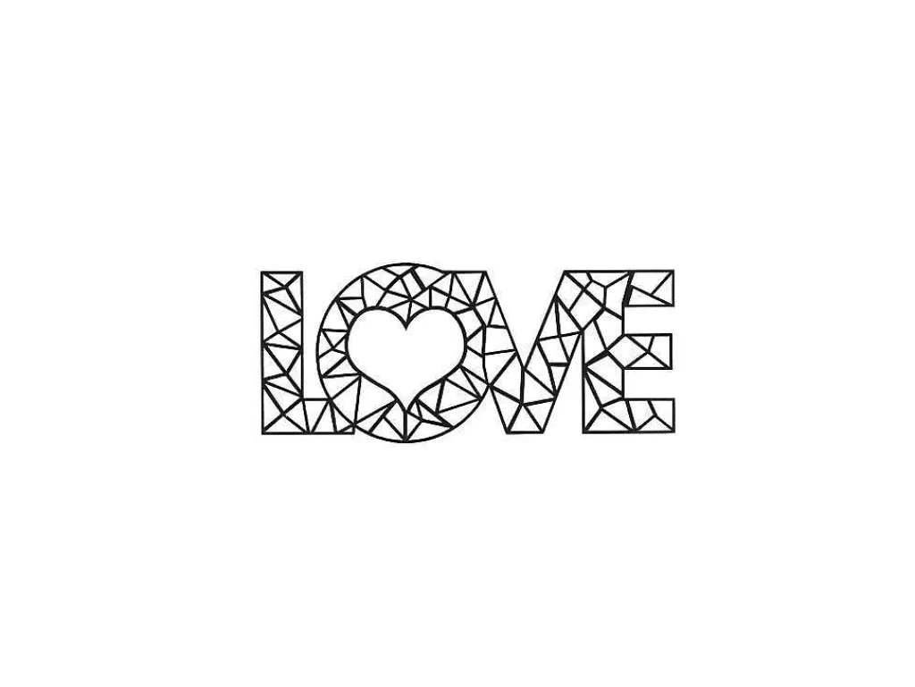 Metalen Decoratie Love 8, Zwart, 50X1,5X20 Cm,-EPIKASA Online