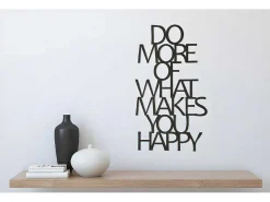 Metalen Decoratie Makes You Happy 1, Zwart, 41X1,5X70 Cm,-EPIKASA Clearance