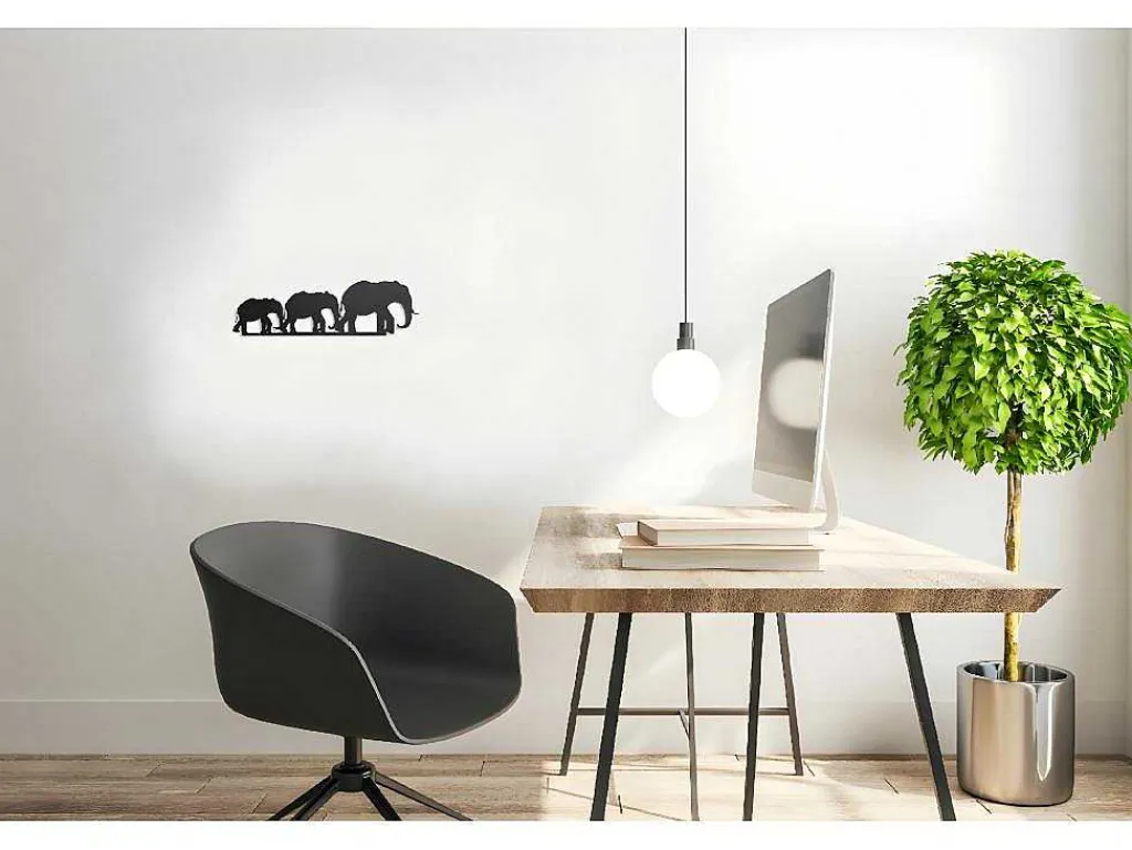 Metalen Decoratie Olifant 4, Zwart, 50X1,5X15 Cm,-EPIKASA Sale