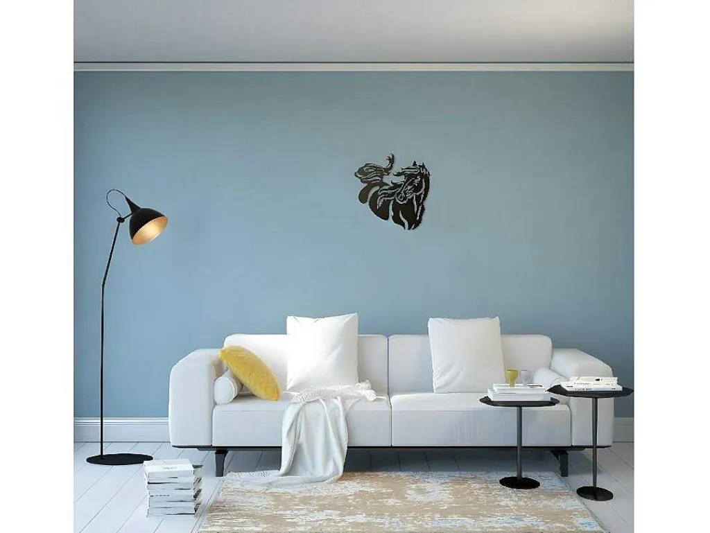 Metalen Decoratie Paard 2, Zwart, 50X1,5X50 Cm,-EPIKASA Clearance
