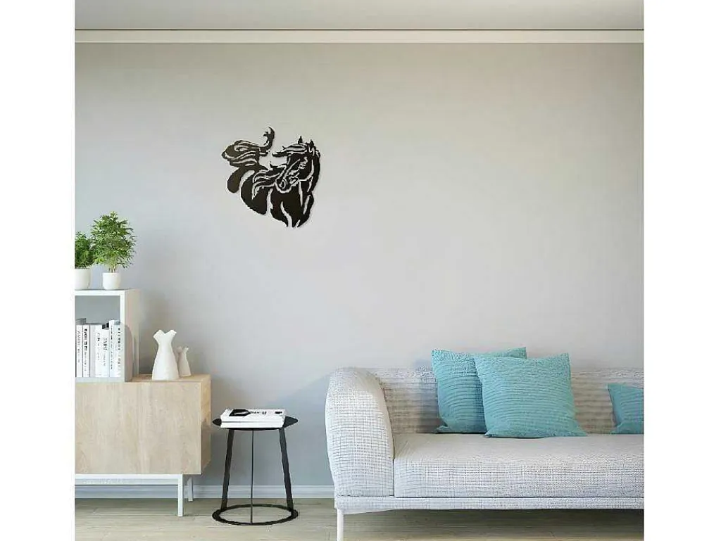 Metalen Decoratie Paard 2, Zwart, 50X1,5X50 Cm,-EPIKASA Clearance