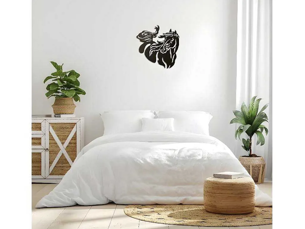 Metalen Decoratie Paard 2, Zwart, 50X1,5X50 Cm,-EPIKASA Clearance