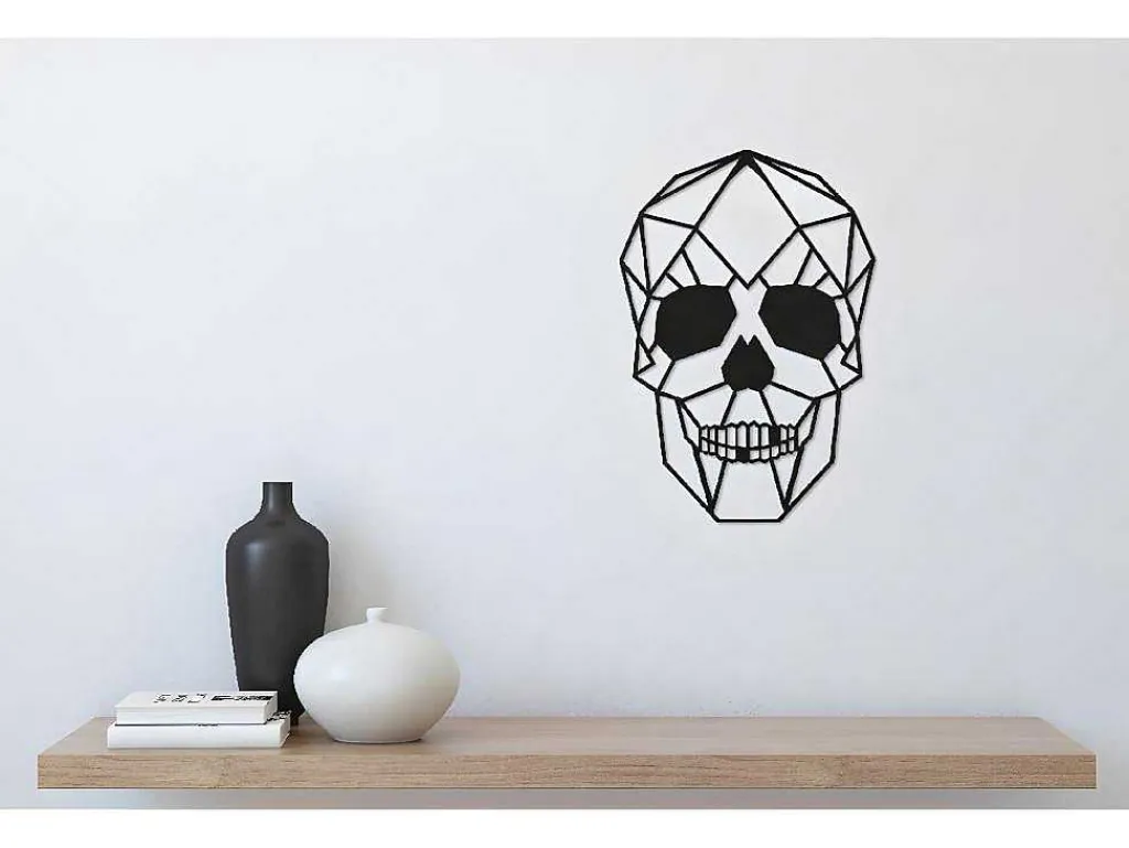 Metalen Decoratie Schedel 1, Zwart, 35X1,5X50 Cm,-EPIKASA