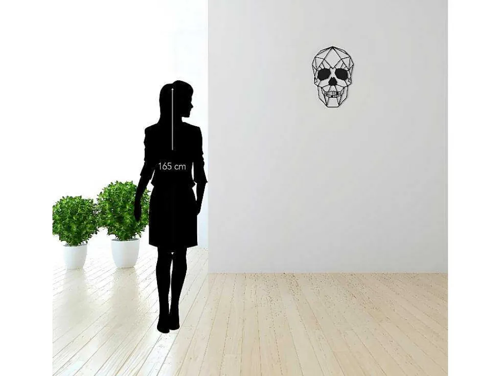 Metalen Decoratie Schedel 1, Zwart, 35X1,5X50 Cm,-EPIKASA