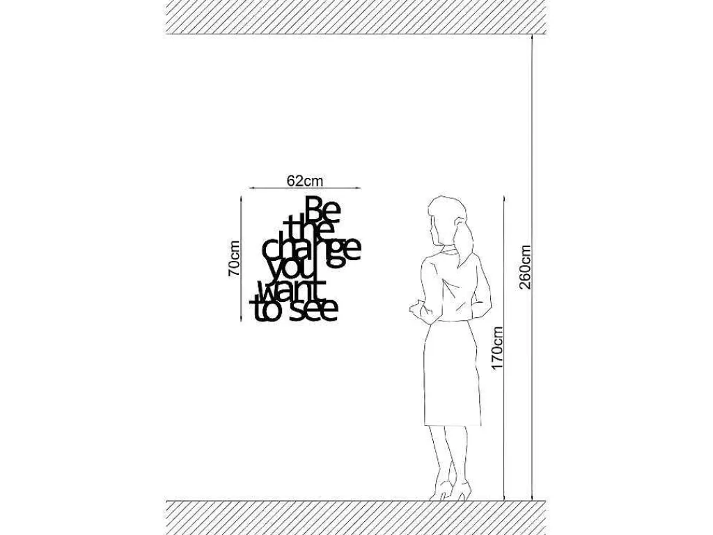Metalen Decoratie The Change, Zwart, 62X1,5X70 Cm,-EPIKASA Hot