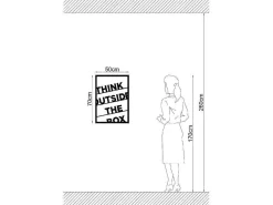 Metalen Decoratie Think Outside The Box 2, Zwart, 50X1,5X70 Cm,-EPIKASA New
