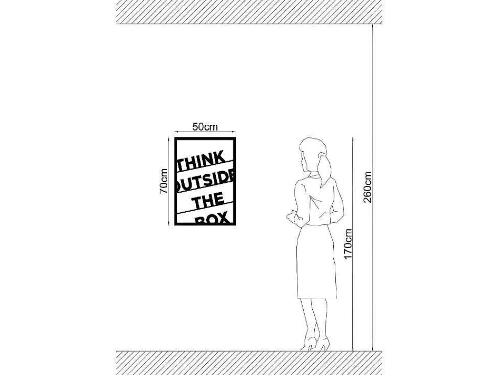 Metalen Decoratie Think Outside The Box 2, Zwart, 50X1,5X70 Cm,-EPIKASA New
