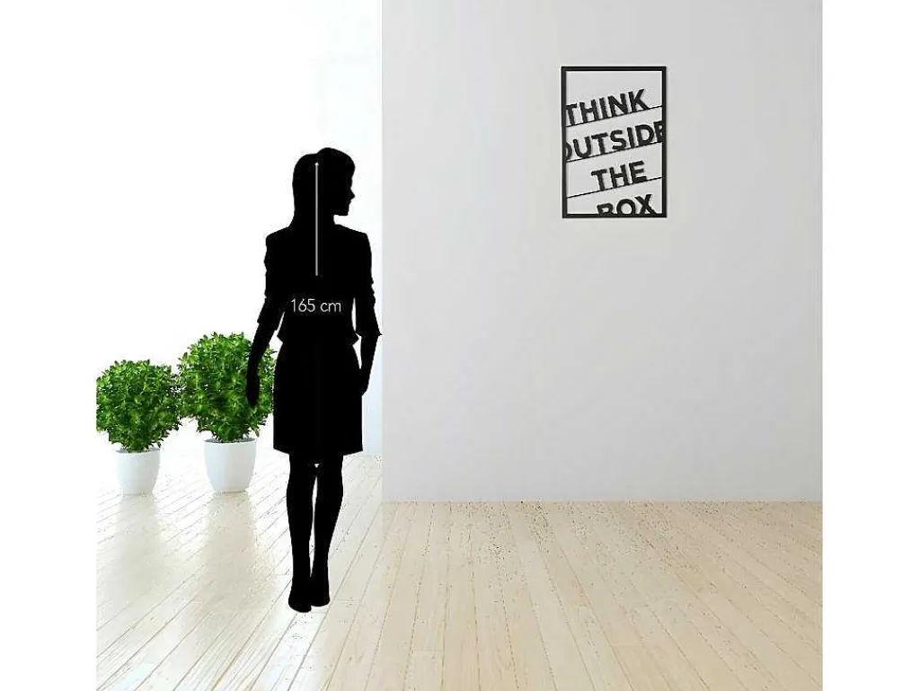 Metalen Decoratie Think Outside The Box 2, Zwart, 50X1,5X70 Cm,-EPIKASA New