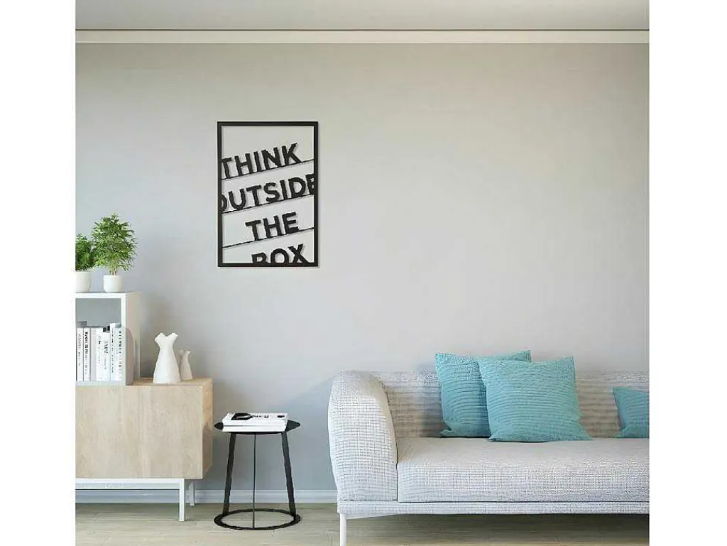 Metalen Decoratie Think Outside The Box 2, Zwart, 50X1,5X70 Cm,-EPIKASA New