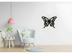Metalen Decoratie Vlinder 7, Zwart, 48X1,5X37 Cm,-EPIKASA New