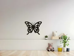 Metalen Decoratie Vlinder 7, Zwart, 48X1,5X37 Cm,-EPIKASA New