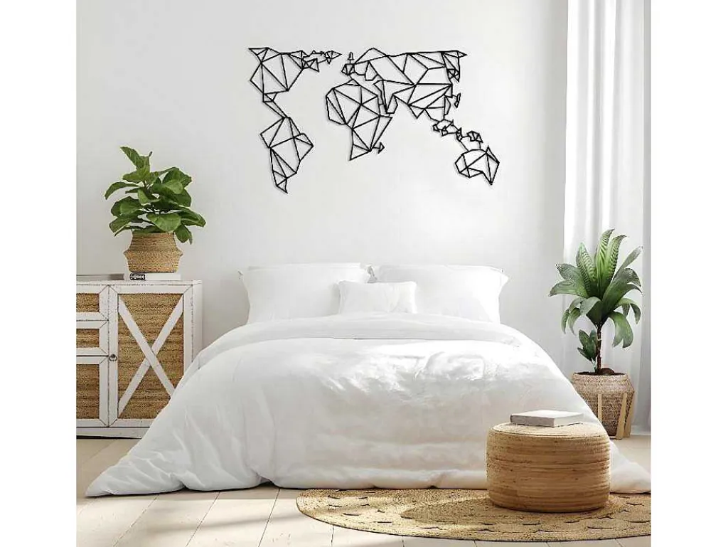 Metalen Decoratie Wereldkaart 21, Zwart, 140X1,5X80 Cm,-EPIKASA Sale