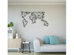 Metalen Decoratie Wereldkaart 21, Zwart, 140X1,5X80 Cm,-EPIKASA Sale