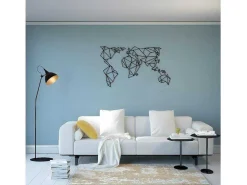 Metalen Decoratie Wereldkaart 21, Zwart, 140X1,5X80 Cm,-EPIKASA Sale