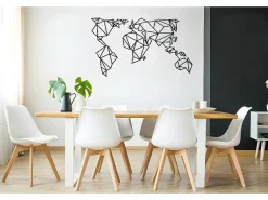 Metalen Decoratie Wereldkaart 21, Zwart, 140X1,5X80 Cm,-EPIKASA Sale