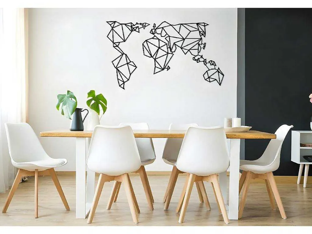 Metalen Decoratie Wereldkaart 21, Zwart, 140X1,5X80 Cm,-EPIKASA Sale