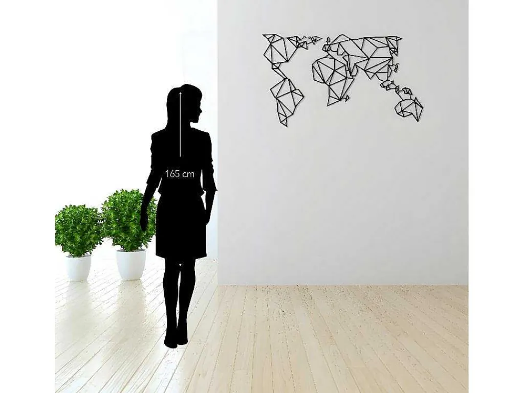 Metalen Decoratie Wereldkaart 21, Zwart, 140X1,5X80 Cm,-EPIKASA Sale