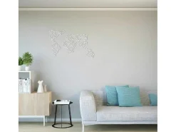 Metalen Decoratie Wereldkaart 19, Wit, 100X1,5X58 Cm,-EPIKASA