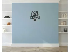 Metalen Decoratie Work Hard Dream Big 1, Zwart, 65X1,5X70 Cm,-EPIKASA