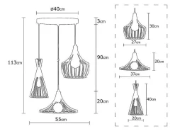 Metalen Hanglamp Mezopotamya - 3 Kappen - B55 X H113 Cm - Koperkleurig-OZAIA Sale