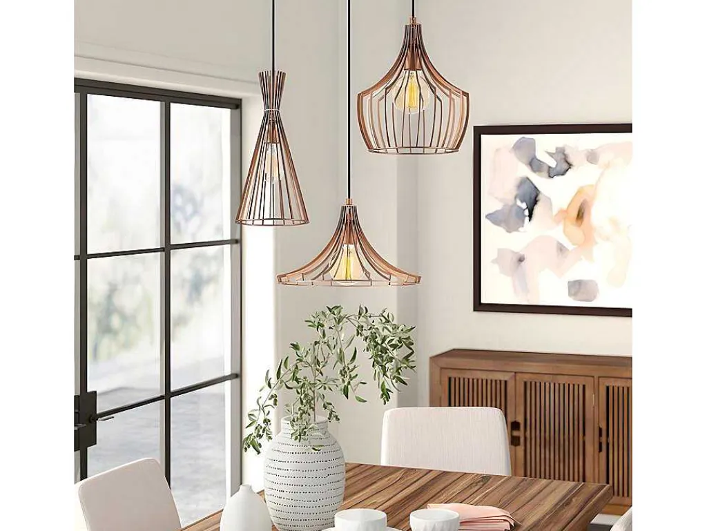 Metalen Hanglamp Mezopotamya - 3 Kappen - B55 X H113 Cm - Koperkleurig-OZAIA Sale