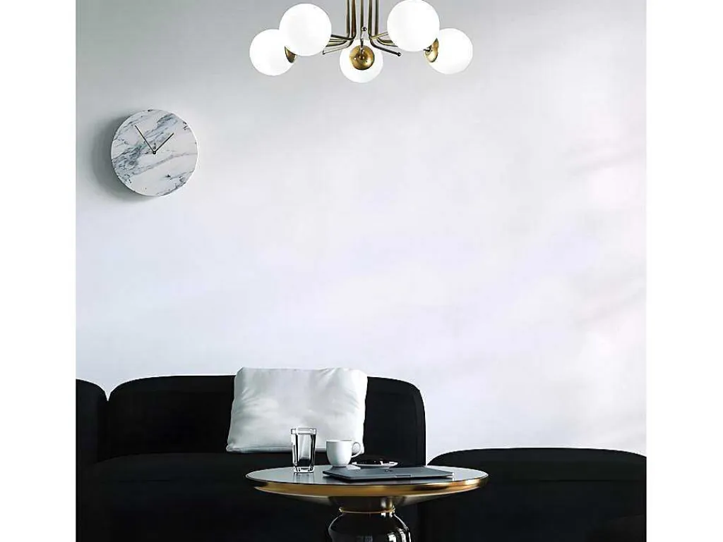 Metalen Plafondlamp Met 5 Lampen Daisy - D80 X H34 Cm - Wit En Goud-OZAIA Best
