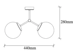 Metalen Plafondlamp Met 2 Bollen Damar - L. 44 X H. 28 Cm - Wit En Goudkleurig-OZAIA Clearance