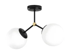 Metalen Plafondlamp Met 2 Bollen Damar - L. 44 X H. 28 Cm - Zwart En Goudkleurig-OZAIA New
