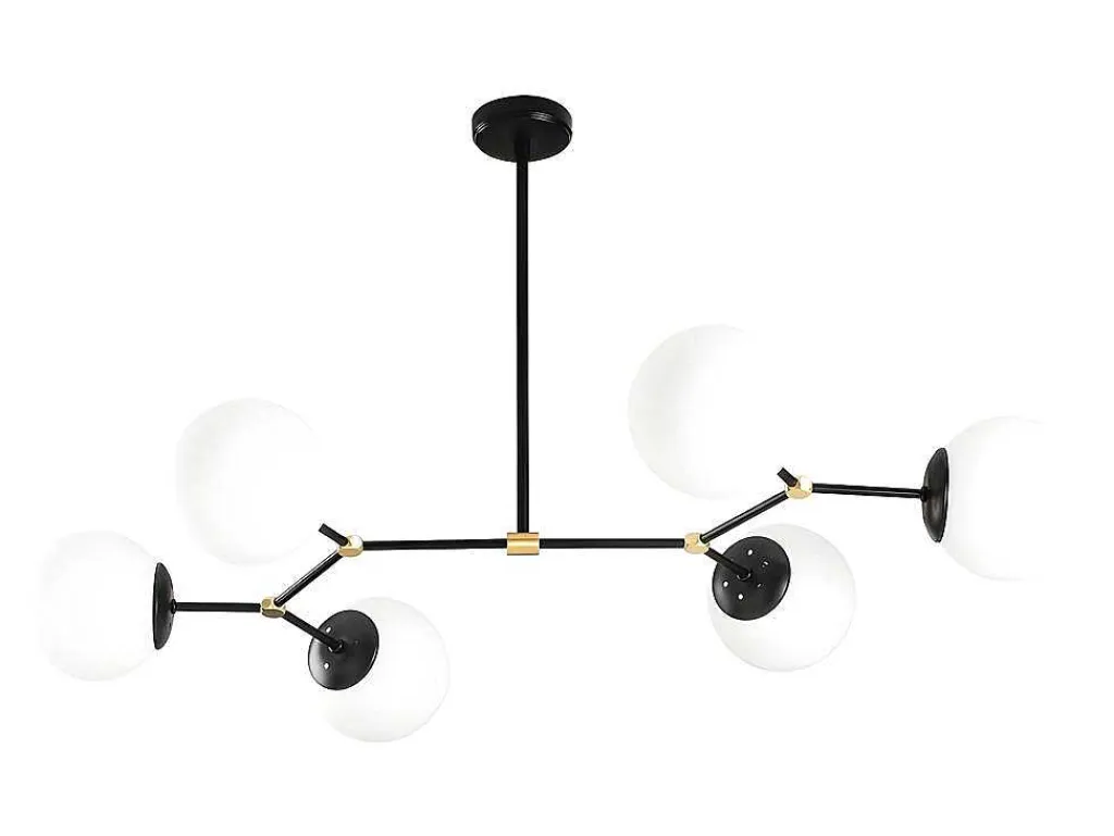 Metalen Plafondlamp Met 6 Bollen Damar - L. 100 X H. 52 Cm - Zwart En Goudkleurig-OZAIA Sale