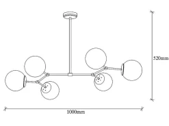 Metalen Plafondlamp Met 6 Bollen Damar - L. 100 X H. 52 Cm - Zwart En Goudkleurig-OZAIA Sale