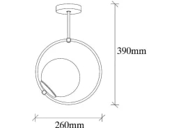 Metalen Plafondlamp Met Glazen Bol Dulonay - H39 Cm - Zwart En Wit-OZAIA Online
