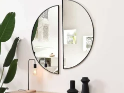 Metalen Spiegel Met Halve Cirkel Design - B.50 X H.100 Cm - Zwart - Gavra-OZAIA Best
