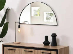 Metalen Spiegel Met Halve Cirkel Design - B.50 X H.100 Cm - Zwart - Gavra-OZAIA Best