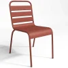 Metalen Tuinset - Tafel L.160 Cm Met 2 Stapelstoelen En 4 Stapelstoelen - Terracotta - Mirmande-MYLIA New