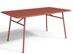 Metalen Tuinset - Tafel L.160 Cm Met 2 Stapelstoelen En 4 Stapelstoelen - Terracotta - Mirmande-MYLIA New