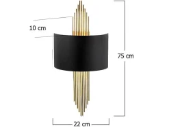 Metalen Wandlamp Sangarius - B22 X H75 Cm - Zwart En Goud-OZAIA New